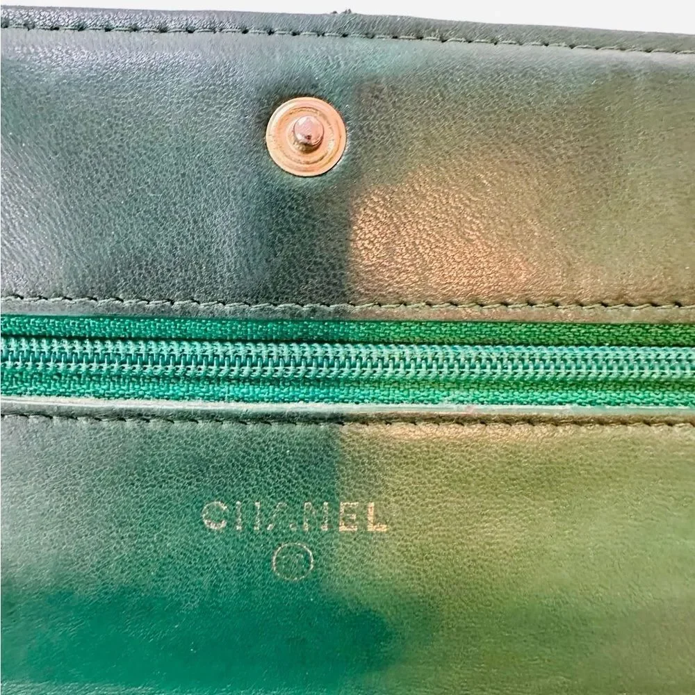 Chanel green boy gold logo mini bag with gold strap